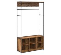 vidaXL Perchero con zapatero, estilo vintage, madera reciclada, 100 x 32 x 180,5 cm