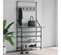 vidaXL Perchero con zapatero gris Sonoma 90x34x184 cm