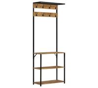vidaXL Perchero con zapatero madera maciza mango rugosa 68x30x182 cm