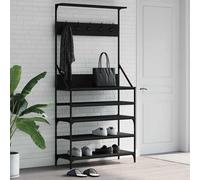 vidaXL Perchero con zapatero negro 90x34x184 cm