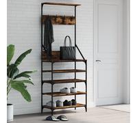 vidaXL Perchero con zapatero roble ahumado 70x34x184 cm