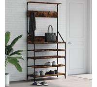 vidaXL Perchero con zapatero roble ahumado 90x34x184 cm