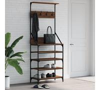 vidaXL Perchero con zapatero roble marrón 70x34x184 cm