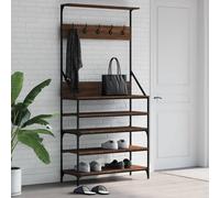 vidaXL Perchero con zapatero roble marrón 90x34x184 cm