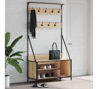 vidaXL Perchero con zapatero 100x41x184 cm en color Roble Sonoma/Roble ahumado/Negro y más