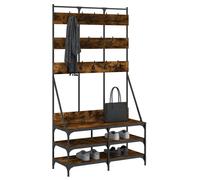 vidaXL Perchero con Zapatero Soporte para Ropa Zapatos Bolsos Color Gris sonoma, Negro, Roble ahumado y mas