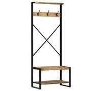 vidaXL Perchero de madera maciza de mango rugoso 80x40x190 cm