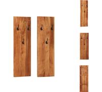 vidaXL - Perchero de pared, 2 unidades, 36x3x110 cm, madera maciza de acacia - Ganchos para ropa y soporte para abrigos
