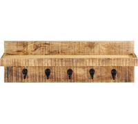 vidaXL Perchero de pared, 60 x 15 x 20 cm, con barra de madera maciza y acabado rugoso