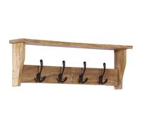 vidaXL Perchero de pared con 4 ganchos madera de mango, tablero de , perchero de pared con mueble, perchero de pared