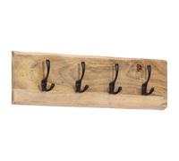 vidaXL Perchero de pared con 4 ganchos madera maciza de mango