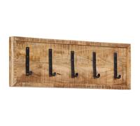 vidaXL Perchero de pared con 5 ganchos, madera maciza de mango