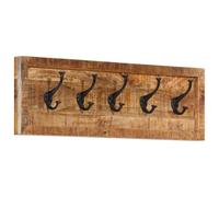 vidaXL Perchero de pared con 5 ganchos madera maciza de mango