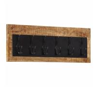 vidaXL Perchero de pared con 6 ganchos madera maciza de mango