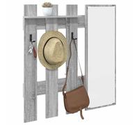 vidaXL Perchero de pared con espejo Gris Sonoma 100 x 10 x 100 cm, estante para pasillo