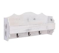 vidaXL Perchero de Pared con un Estante y Tres Ganchos Mueble Percha de Recibidor Pasillo de Madera de Paulownia Blanco 50x10x23 cm