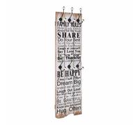 vidaXL Perchero de pared con 6 ganchos, 120 x 40 cm, diseño "REGLAS DE LA CASA"