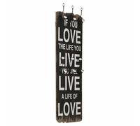 vidaXL Perchero Pared LOVE LIFE con 6 Ganchos 120x40cm Decoración Casa Hogar