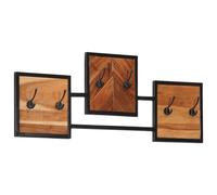 vidaXL Perchero de pared madera maciza de acacia y hierro 90x1x35 cm