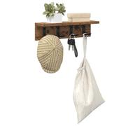 vidaXL Perchero de pared Madera vieja 40 x 10,5 x 10,5 cm Estante funcional con ganchos