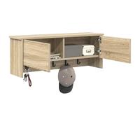 vidaXL Perchero de pared con estante Roble Sonoma 80 x 20 x 30 cm, moderno, ganchos minimalistas