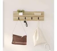 vidaXL Perchero de Pared Roble Sonoma 60 x 10,5 x 18 cm, Estante de Pared Elegante, Organizador Moderno de Abrigos, Estante Minimalista para la Entrada, Colgador Funcional