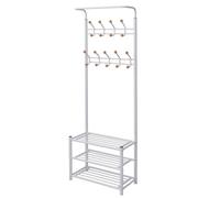 vidaXL Perchero de ropa con repisa para zapatos 68x32x182,5 cm blanco