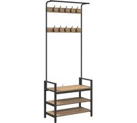 vidaXL Perchero estilo "Artisan" en roble, 75 x 34 x 184 cm, material de madera