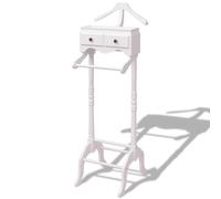 vidaXL Galán de noche con cajones, madera blanco, perchero para ropa