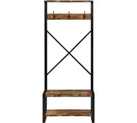 vidaXL Perchero multicolor, 80x40x190 cm, madera maciza de estilo rústico
