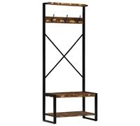 vidaXL Perchero Multicolor Madera Maciza reciclada 80x40x190 cm, Perchero, Perchero con Estante, Perchero con Gancho, Perchero para Colgar Ropa