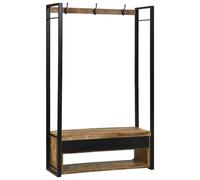 vidaXL Perchero para ropa con cajón Marrón Madera maciza de Mango