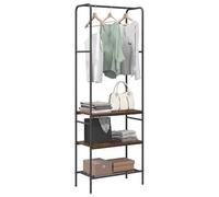 vidaXL Perchero para Ropa con Estante Roble Ahumado 60 x 30 x 171 cm, Organizador de Ropa para el Dormitorio, Estante Rectangular, Estilo Industrial, Mueble Minimalista, Ahorra Espacio
