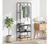 vidaXL Perchero para Ropa con Estante Roble Negro 60 x 30 x 171 cm, Organizador de Ropa para el Dormitorio, Estante Rectangular, Estilo Industrial, Mueble Minimalista, Ahorra Espacio