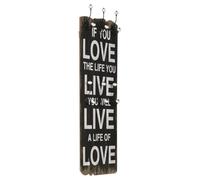 vidaXL Perchero de pared LOVE LIFE con 6 ganchos 120x40 cm