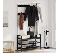 vidaXL Perchero Roble Negro 95 x 34 x 184 cm Madera de ingeniería