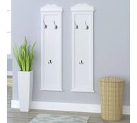 vidaXL 2X Percheros de Pared para elPasillo con Tres Ganchos Percha de Entrada para Abrigos de Recibidor Entradita de MDF y Madera de Abeto Blanco