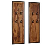 vidaXL Percheros 2 unidades de madera maciza de sheesham