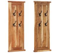 vidaXL Percheros 2 unidades madera maciza de acacia 38x100 cm