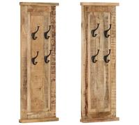 vidaXL Percheros 2 unidades madera maciza de mango 38x100 cm