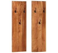 vidaXL Percheros de pared Madera maciza de acacia Estante colgador 2x 36x3x110 cm