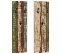 vidaXL Percheros de pared 2 uds madera maciza reciclada 36x3x110 cm