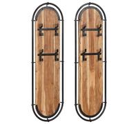 vidaXL Percheros de pared con 4 ganchos 2 uds madera maciza de acacia