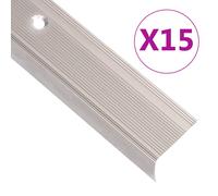 vidaXL Perfiles de peldaños forma de L 15 uds aluminio champán 100 cm