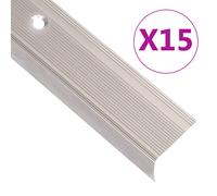 vidaXL Perfiles de peldaños forma de L 15 uds aluminio champán 90 cm