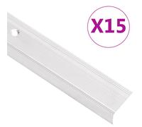 vidaXL Perfiles de peldaños forma de L 15 uds aluminio plata 100 cm