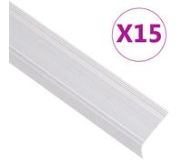 vidaXL Perfiles de peldaños forma de L 15 uds aluminio plata 90 cm