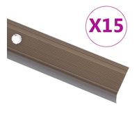 vidaXL Perfiles de peldaños forma de L 15uds aluminio marrón 100 cm