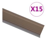 vidaXL Perfiles de peldaños forma de L 15uds aluminio marrón 100 cm
