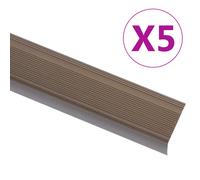 vidaXL Perfiles de peldaños forma de L 5 uds aluminio marrón 100 cm